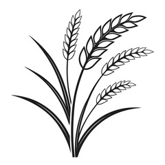 Naklejka premium Elegant Black and White Illustration of Wheat Stalks and Leaves A Nature-Inspired Design