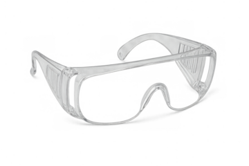 Clear plastic eye protection goggles for laboratory, industrial, construction, and medical safety working conditions