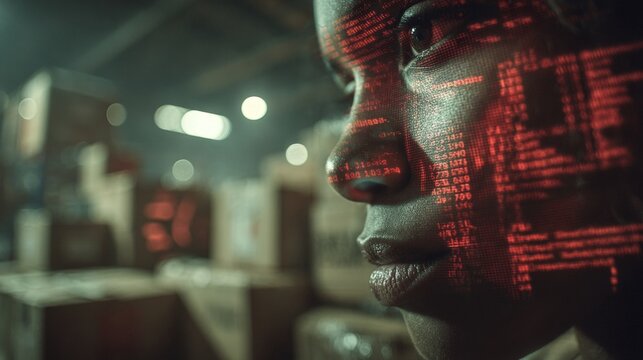 A warehouse view into the world's trade challenges. Data insights. A subtle glimpse into tariff effects with warehouse details. Economic growth. Stock market.