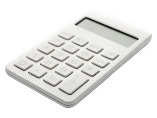 Sleek white calculator for modern business and educational tasks, essential for financial planning and data analysis