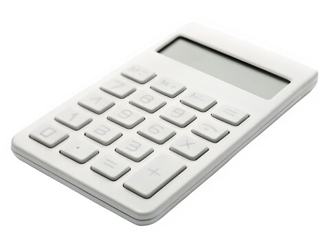 Sleek white calculator for modern business and educational tasks, essential for financial planning and data analysis