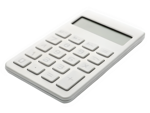 Sleek white calculator for modern business and educational tasks, essential for financial planning and data analysis