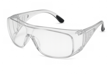 Clear safety glasses for eye protection, occupational health, and workplace security, transparent background