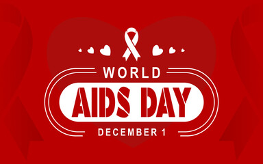 World AIDS Day. December 1. Holiday concept. Template for background, banner, card, poster and social media with text inscription. Vector illustration