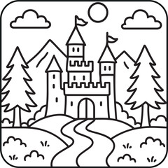 Fototapeta premium Simple Art Bold and Easy Designs for Coloring pages for Adults and Teens. Black and white coloring pages for Amazon KDP with color in this image 