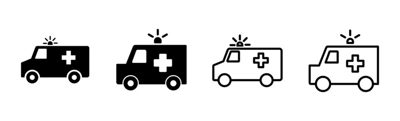 Ambulance icon set. ambulance truck icon vector. ambulance car
