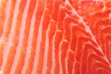 Fresh salmon fillet as background, closeup view