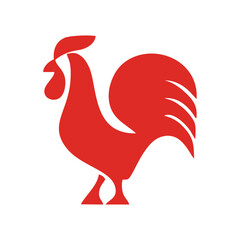 Stylized Red Rooster Mascot Logo Design Vector Icon