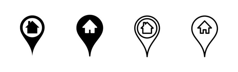 Address icon set. home location icon vector