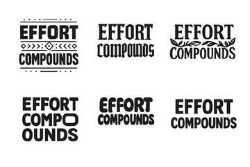 Harmonious Lettering Variations. Effort compounds. Set lettering. harmonious lettering variations of the same emblematic concept, each with different artistic