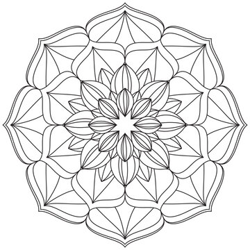 Leaf Flower Petal Coloring Mandala Art Simple Graphic Shape Vector Floral Oriental Outline Vintage Decorative Elements Pattern Illustration Islam Arabic Indian Turkish Mystic Religion Morals Lotus