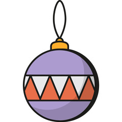 Christmas Colorful Ornament, Christmas Tree Toy, Vector Icon