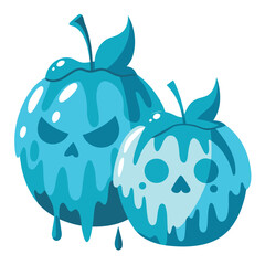 vector illustration of an frozen polka  apple with drops on white background