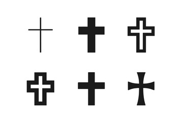 Diverse Christian Cross Logos. Christian denominations and their beliefs. Set Logo of Christianity: Cross symbol. Icon set. harmonious logo variations of the