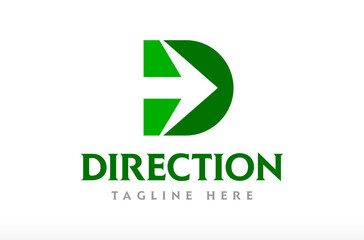 Letter D Direction Logo, growth arrow logo, d for Digging Logo, future forward path logo, increase green signal design, high way icon, next way sign Vector Icon Symbol Illustration brand business
