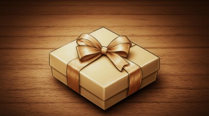 A stylishly wrapped gift on a wooden surface, perfect for birthday celebrations and special occasions.
