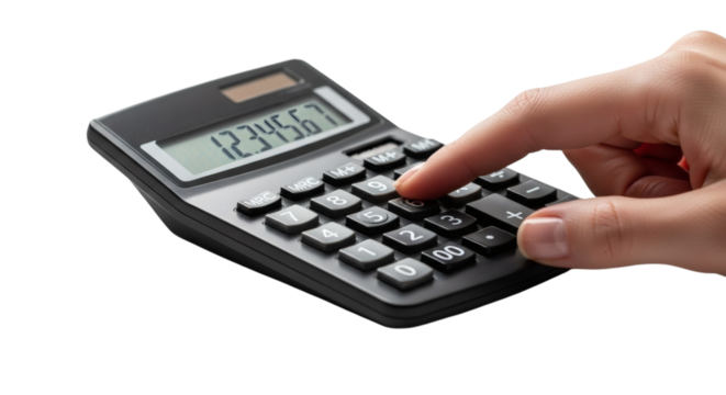 Close up on Person Hand Using Black Calculator Calculating Numbers