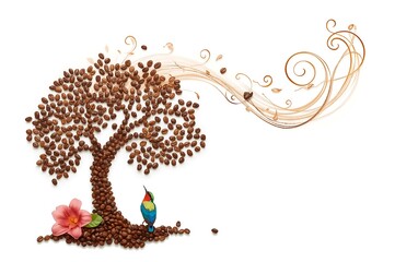 Creative tree sculpture made from assorted dried fruits and nuts