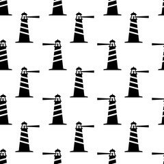 Lighthouse Icon, Light Tower For Navigational Aid Seamless Pattern