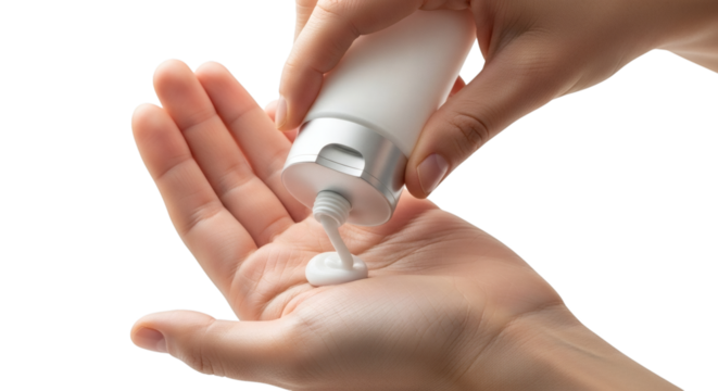 Woman Hand Applying Cream from a Tube for Beauty Routine