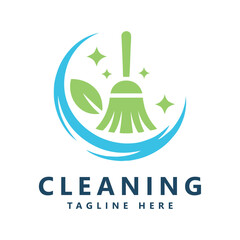 Creative cleaning concept logo design template
