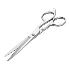 Obraz premium Realistic Silver Metallic Detail Scissors Tool with Black Background Isolated