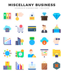 Miscellany Business Icon Pack 25 Vector Symbols for Web Design.