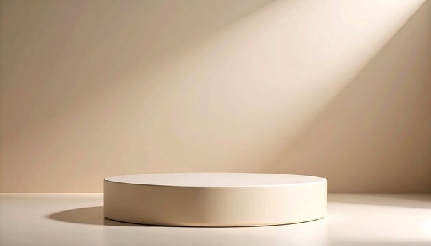 Beige spotlighted podium in minimal scene