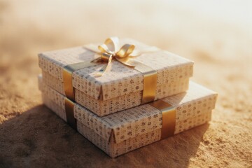 Simple and stylish gift boxes wrapped in clean and elegant designs, ideal for birthday themes.