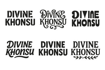 Obraz premium Khonsu Lettering Variations. Divine Khonsu. Set lettering. harmonious lettering variations of the same emblematic concept (Stencil-inspired urban lettering,