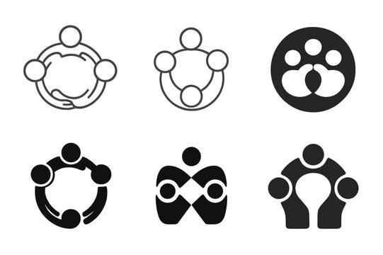 Harmonious Connection Logos. Nurturing relationships and emotional connections. Set Logo of nurturing relationships and emotional connections: connected circle