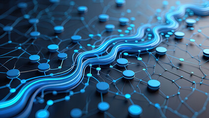 An abstract, futuristic digital composition depicting a microchip (processor) with connected circuits, immersed in a binary code environment and emitting light.
