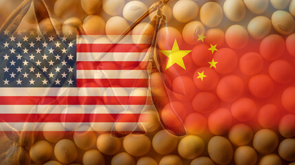 Concept image of soybean trade and US-China relations