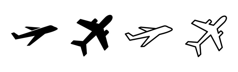Obraz premium Plane icon set. Airplane icon vector. Flight transport symbol. Travel illustration. Holiday symbol