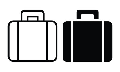 Black and White Suitcase Icon Set for Travel and Vacation Design