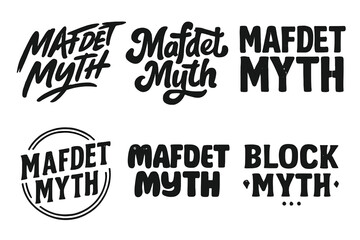Mafdet Lettering Variations. Mafdet Myth. Set lettering. harmonious lettering variations of the same emblematic concept, each with different artistic