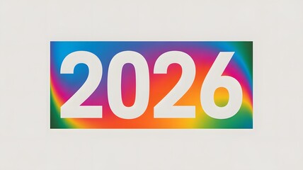 2026 text on a vibrant rainbow gradient background