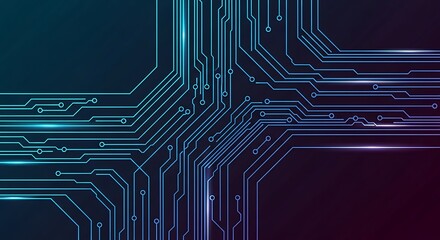 Abstract Circuit Board Design with Blue Lines on Dark Background