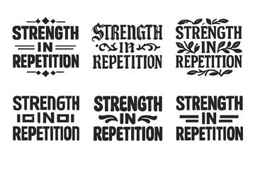 Fototapeta premium Emblematic Letter Variations. Strength in repetition. Set lettering. harmonious lettering variations of the same emblematic concept, each with different