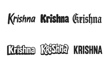 Fototapeta premium Krishna Lettering Variations. Krishna Deity. Set lettering. harmonious lettering variations of the same emblematic concept, each with different artistic