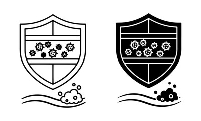 Germ Shield Icons. A shield with germs being blocked Vector