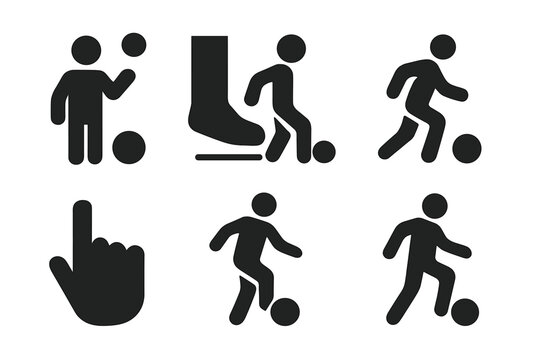 Ball Control Icons. Ball control. Filled icon set of ball control: juggling icon, foot trap, close control,