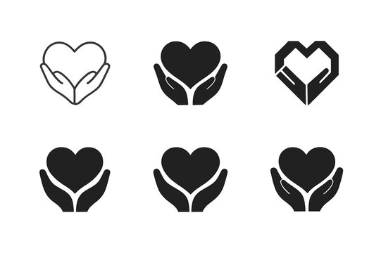 Hands Forming Heart. Nurturing relationships and emotional connections. Set Logo of nurturing relationships and emotional connections: two hands forming a