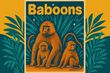 Obraz premium Retro Baboon Poster. Retro Poster ? 