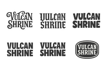 Vulcan Emblematic Lettering Grid. Vulcan Shrine. Set lettering. harmonious lettering variations of the same emblematic concept, each with different artistic