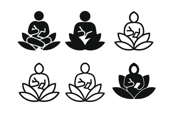 Mindful Journaling Logos. A person journaling their thoughts and reflections for personal growth. Set Logo of A person journaling their thoughts and