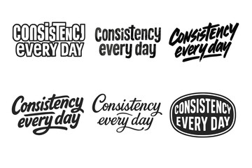 Harmonious Lettering Variations. Consistency every day. Set lettering. harmonious lettering variations of the same emblematic concept, each with different