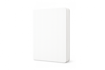 Blank white book mock up showing an empty notepad cover design for branding and template customization