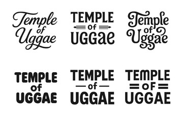 Obraz premium Temple Lettering Variations. Temple of Uggae. Set lettering. harmonious lettering variations of the same emblematic concept, each with different artistic