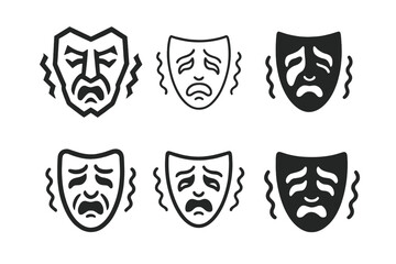 Obraz premium Fear Mask Logos. Fear mask. Set Logo of Fear mask: theatrical mask with tremor. harmonious logo variations of the same emblematic concept, each with different